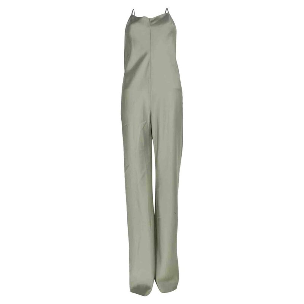 Galvan London Sleeveless Jumpsuit in Green Satin